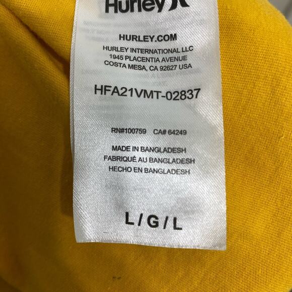 Hurley Yellow Short Sleeve Tee Vibrant Casual Style - Picture 7 of 8